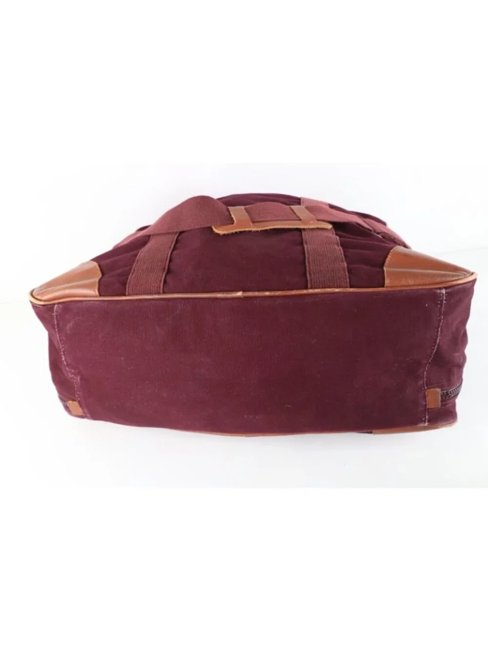 Vintage 90s Lands End Deluxe Square Rigger Distressed Canvas Leather Bag Red USA